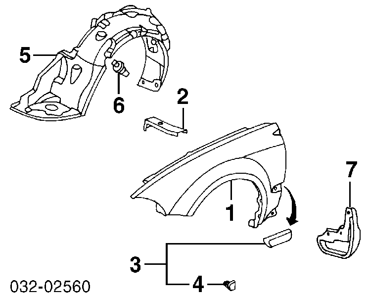  Підкрилок переднього крила, правий Honda Civic 6