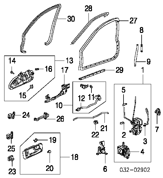 Замок передніх пасажирських дверей Honda 72115S84A01 ціна, від 14.95 USD