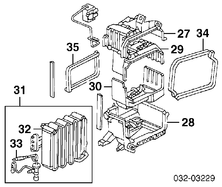 Радіатор кондиціонера салонний, випарник 80210ST7A21 Honda