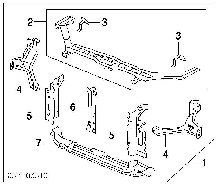 Супорт радіатора в зборі/монтажна панель кріплення фар Honda Civic 7 (EN2, ES9) (Хонда Цивік)