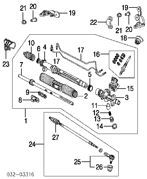 Пильник рульового механізму/рейки Honda Civic 7 (EN2, ES9) (Хонда Цивік)