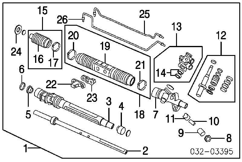 Пильник рульового механізму/рейки, лівий Honda CR-V 2 (RD) (Хонда Црв)