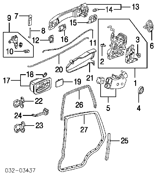 72640S9A003 Honda Ручка задніх дверей зовнішня, права