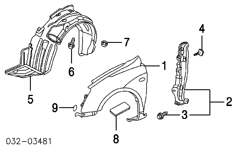 Підкрилок переднього крила, лівий Honda 74151S6DE00 ціна, від 8.47 USD