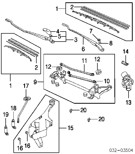 404564 Honda двигун склоочисника лобового скла (трапеції)