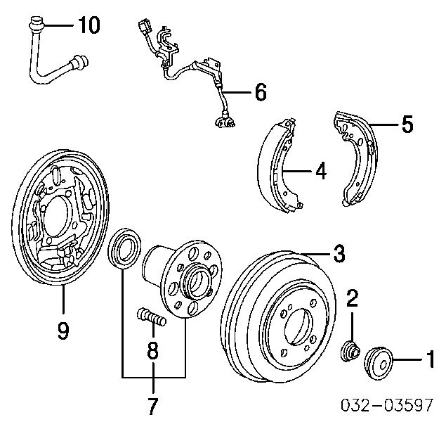 Колодки гальмові задні, барабанні 43154S6AJ01 Honda