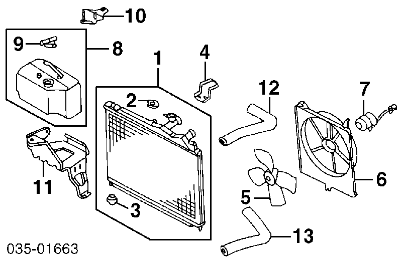 Дифузор радіатора охолодження, в зборі з двигуном і крильчаткою Mazda 626 3 (GD) (Мазда 626)