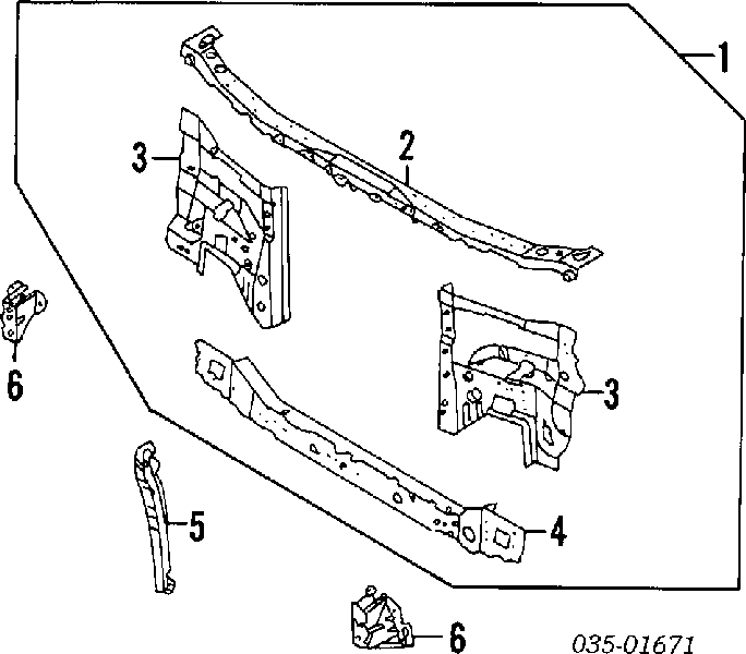 Супорт радіатора в зборі/монтажна панель кріплення фар Mazda 626 3 (GV) (Мазда 626)