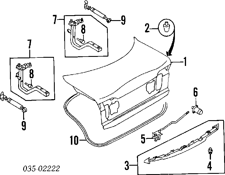 Амортизатор кришки багажника/ двері 3/5-ї задньої Mazda Xedos 9 (TA) (Мазда Кседос)