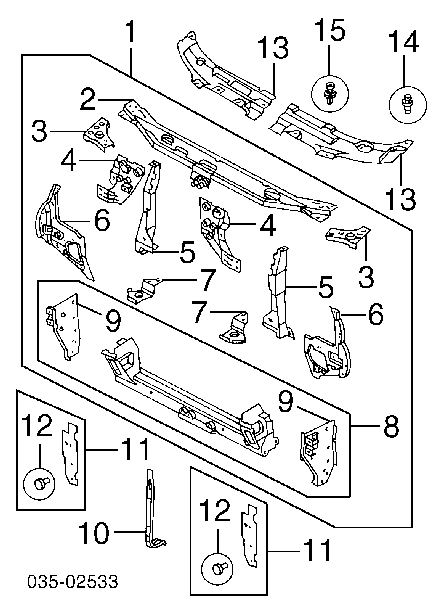 Супорт радіатора верхній/монтажна панель кріплення фар Mazda Millenia (Мазда Millenia)
