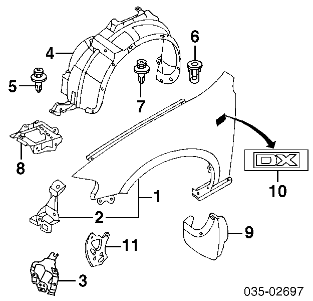 Пістон (кліп) кріплення бризковика Mazda CX-9 (TB) (Мазда CX-9)