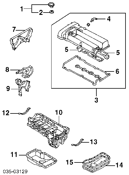 Прокладка піддону картера двигуна, півкільце заднє Mazda 121 2 (DB) (Мазда 121)