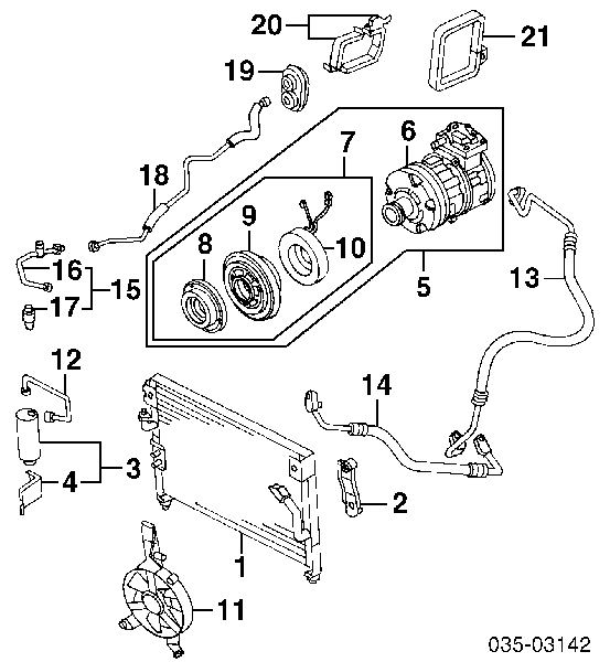 Дифузор радіатора кондиціонера, в зборі з крильчаткою і двигуном Mazda MPV (Мазда Мпв)