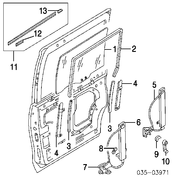 Механізм склопідіймача двері задньої, правої Mazda MPV (LW) (Мазда Мпв)