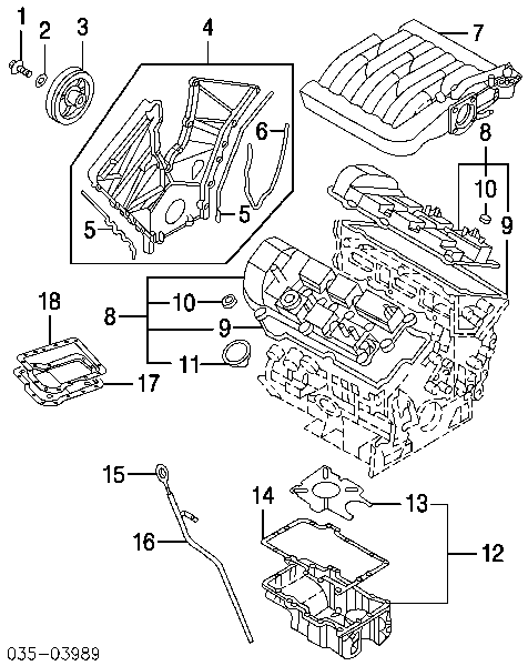 Прокладка піддону картера двигуна Mazda MPV (LW) (Мазда Мпв)