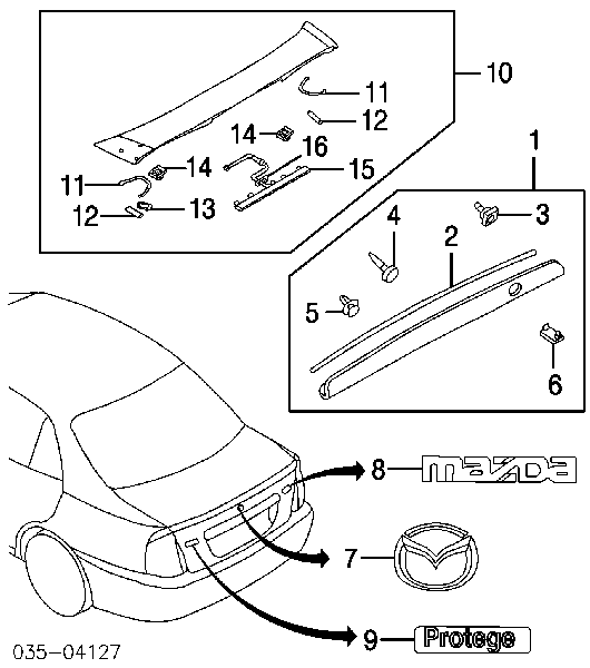 Емблема кришки багажника, фірмовий значок Mazda 323 S 6 (BJ) (Мазда 323)