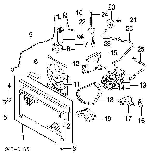 Дифузор радіатора кондиціонера, в зборі з крильчаткою і двигуном Subaru Forester (S10, SF) (Субару Форестер)