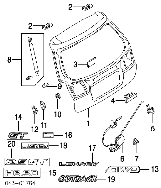Амортизатор двері задньої Subaru 63269AE020 ціна, від 41.35 USD