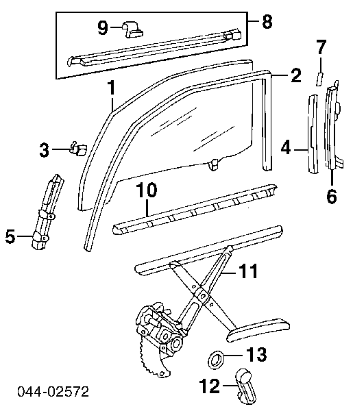 6810195D01 Toyota Скло пасажирських дверей