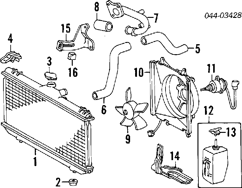 Електровентилятор охолодження в зборі (двигун + крильчатка) Toyota Corolla (Тойота Королла)
