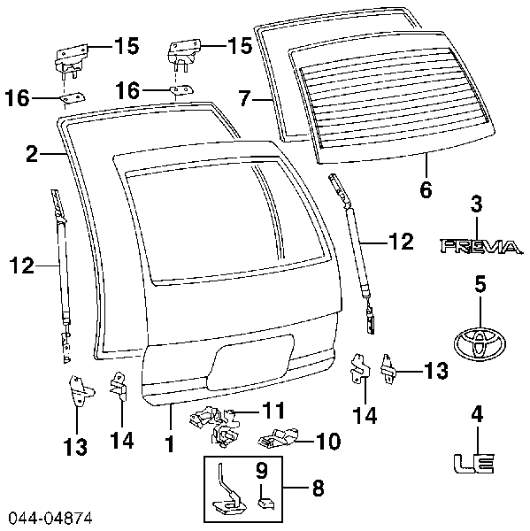  Амортизатор багажника Toyota Previa 