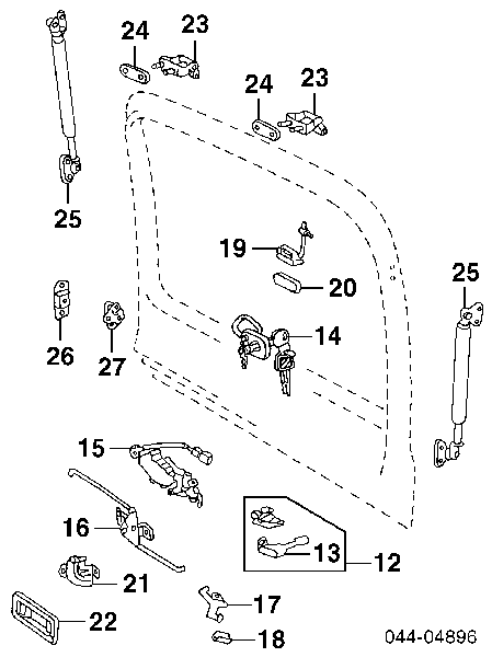 Амортизатор кришки багажника/ двері 3/5-ї задньої Toyota Land Cruiser 80 (J8) (Тойота Ленд крузер)