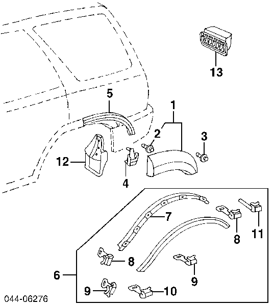 9046709179 Toyota Пістон (кліп) кріплення підкрилки переднього крила