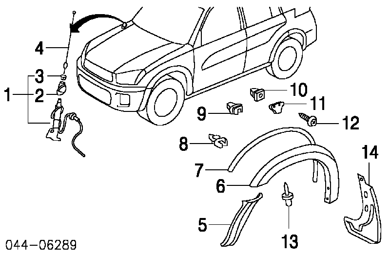 Молдинг передньої лівої двері Toyota RAV4 2 (XA2) (Тойота Рав4)