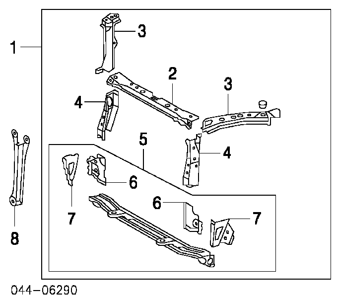 Супорт радіатора в зборі/монтажна панель кріплення фар Toyota RAV4 2 (XA2) (Тойота Рав4)