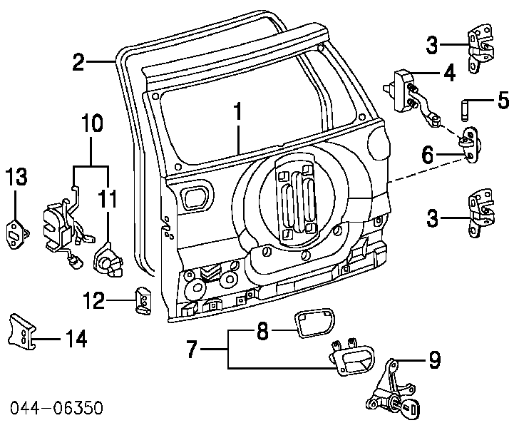 Ущільнювач задніх 3/5-й двері Toyota RAV4 2 (XA2) (Тойота Рав4)