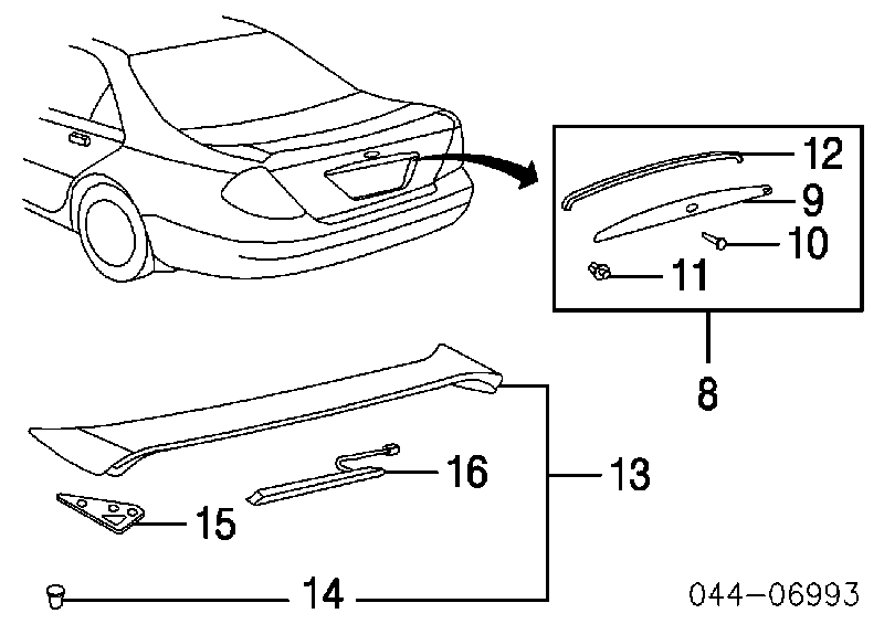 Спойлер кришки багажника Toyota Camry (V30) (Тойота Камрі)