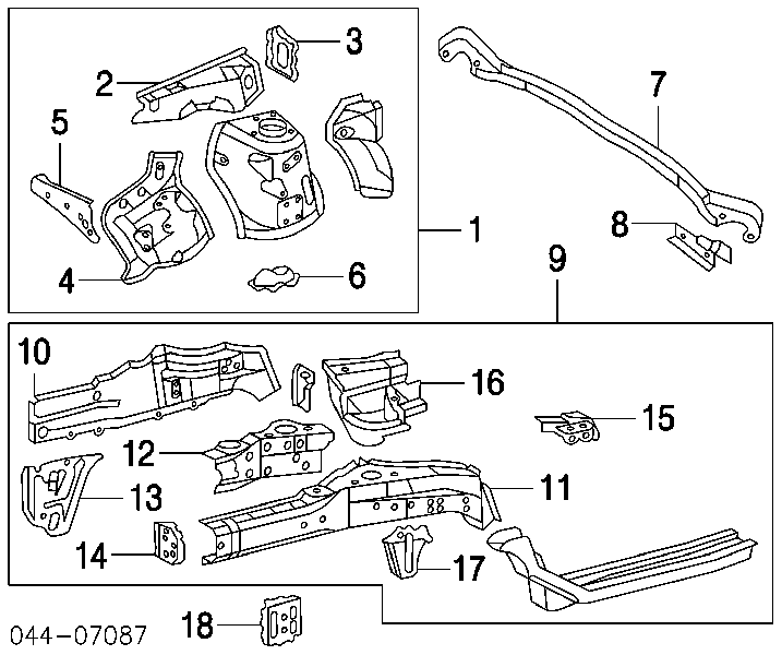 Лонжерон рами передній правий 5710142080 Toyota