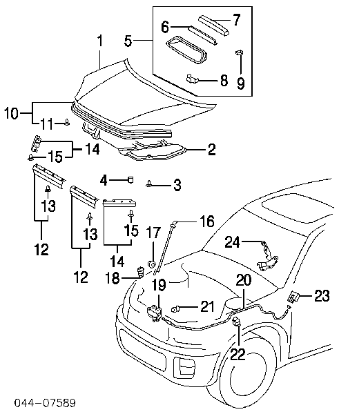 Петля капота, ліва Toyota RAV4 2 (XA2) (Тойота Рав4)