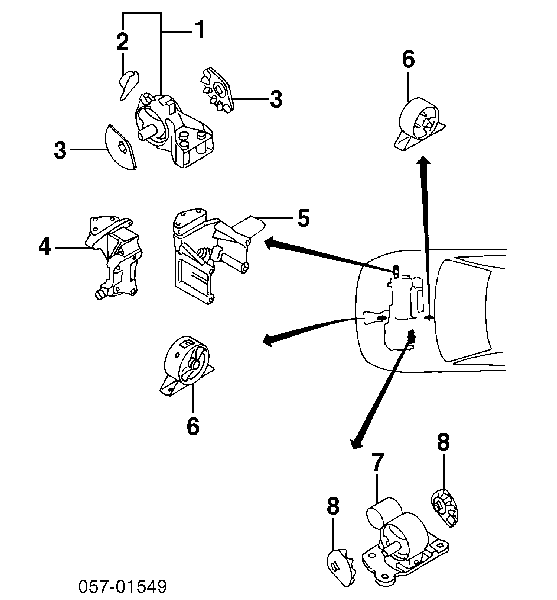 Подушка (опора) двигуна, права Mitsubishi Colt 5 (CJA) (Міцубісі Кольт)