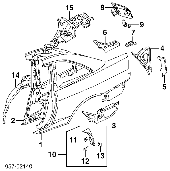 Супорт/кронштейн кріплення заднього ліхтаря, правий Mitsubishi Lancer 6 (CK/PA) (Міцубісі Лансер)