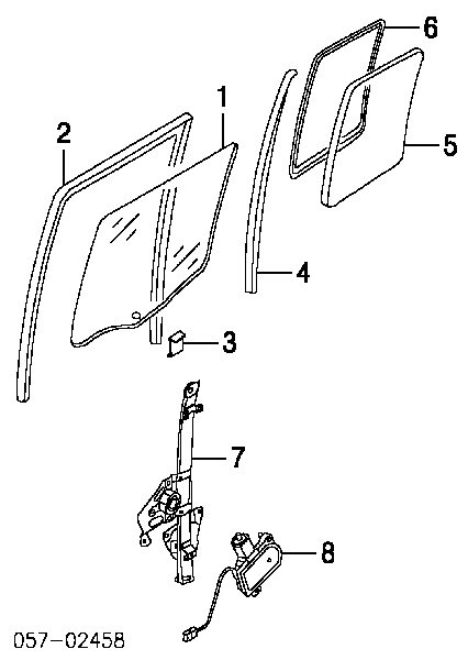 MR436987 Mitsubishi скло-кватирка двері, задній, лівою