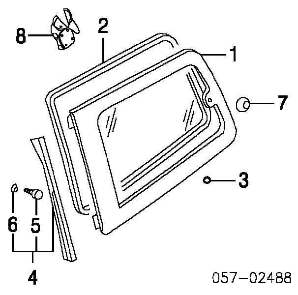 Скло багажного відсіку, праве MR533262 Mitsubishi