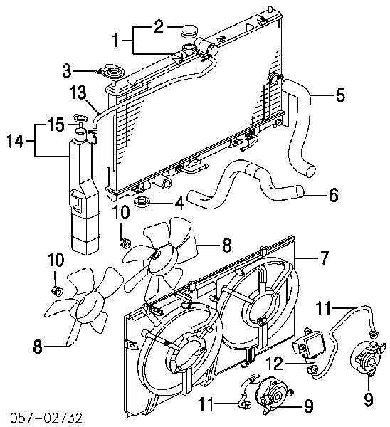 Вентилятор/крильчатка радіатора охолодження, правий Mitsubishi Lancer 9 (CSW) (Міцубісі Лансер)