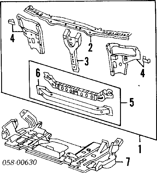 Супорт радіатора верхній/монтажна панель кріплення фар на Honda Legend (KA7)