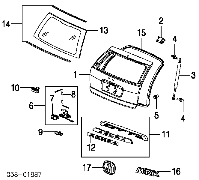 Амортизатор кришки багажника/ двері 3/5-ї задньої Acura MDX (YD1) (Акура MDX)
