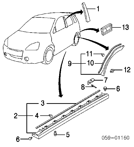 Пістон (кліп) кріплення накладок порогів 0940915302 Suzuki