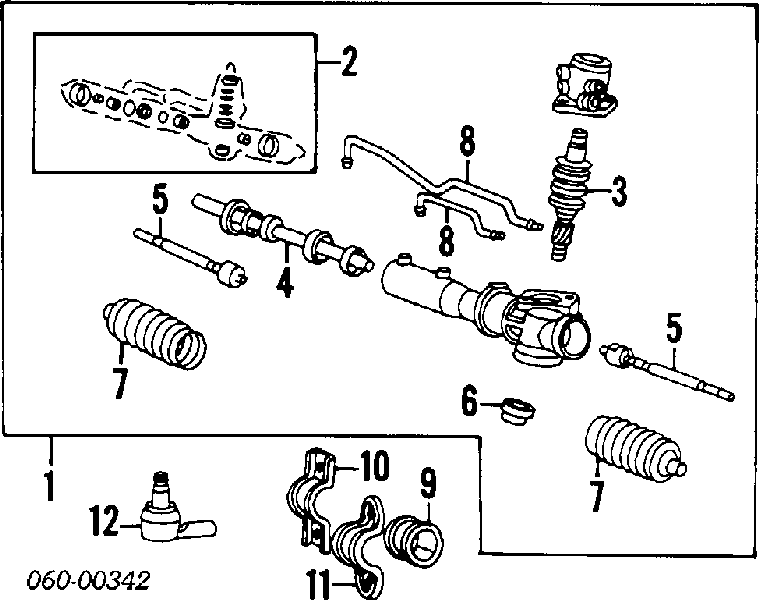 Ремкомплект рульової рейки (механізму) г/у, (комплект ущільнень) Hyundai Lantra 1 (Хендай Лантра)