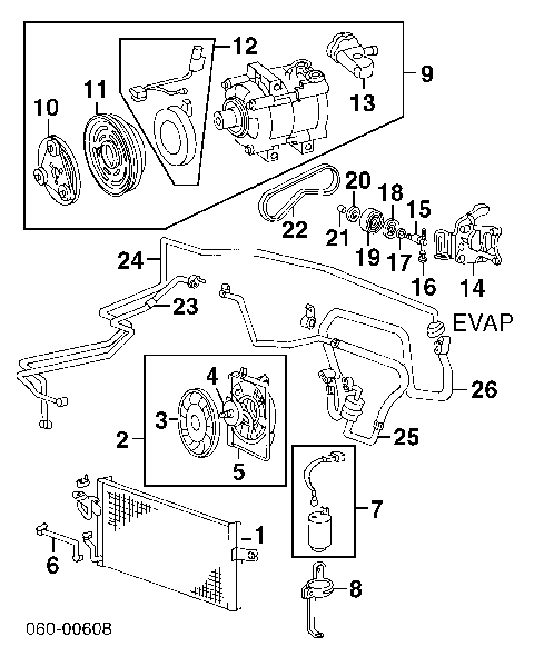 Дифузор радіатора кондиціонера, в зборі з крильчаткою і двигуном Hyundai Accent (Хендай Акцент)