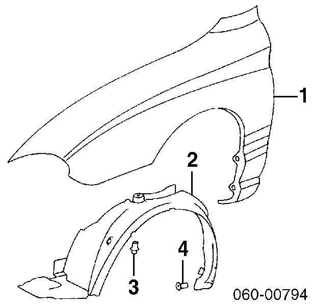  Підкрилок переднього крила, правий Hyundai Coupe 