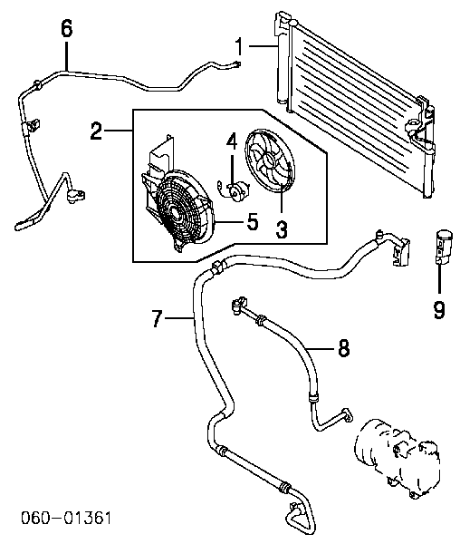 Вентилятор/крильчатка радіатора кондиціонера Hyundai Santa Fe 1 (SM) (Хендай Санта фе)