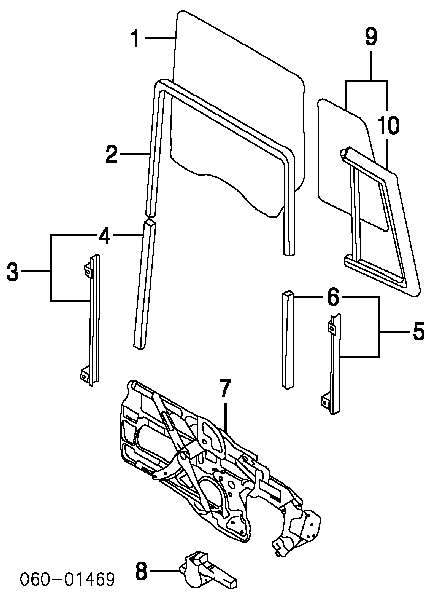 Механізм склопідіймача двері задньої, правої Hyundai Santa Fe 1 (SM) (Хендай Санта фе)