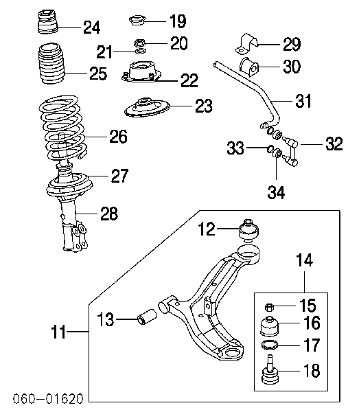 Хомут кріплення втулки стабілізатора, переднього Hyundai Accent (LC) (Хендай Акцент)