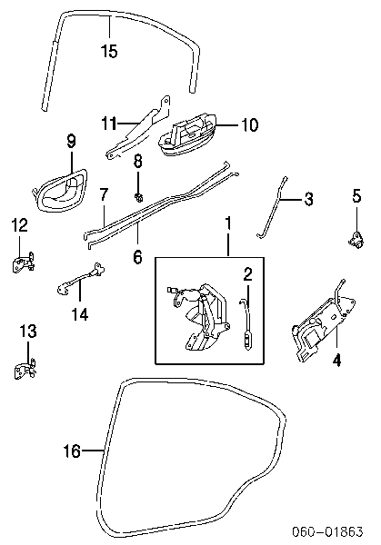 Замок задньої дверї, правої Hyundai Accent (LC) (Хендай Акцент)