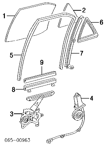 Механізм склопідіймача двері задньої, правої Lexus RX 300 (MCU1) (Лексус RX)