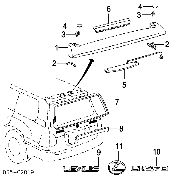 Емблема кришки багажника, фірмовий значок Lexus LX 470 (UZJ100) (Лексус LX)